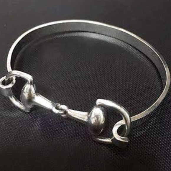 Sterling Silver HorseBit Bracelet Snaffle D Ring Bangle - Picture 8 of 11